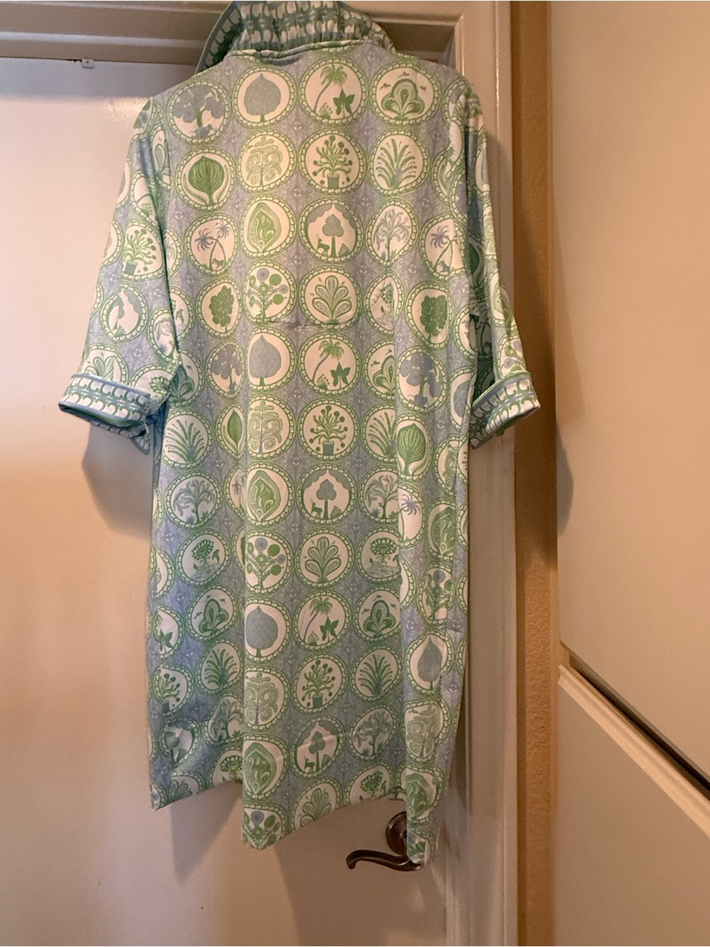 Gretchen Scott Designs Light Green and Light Blue Patterned Shift Dress - Picture 3 of 4